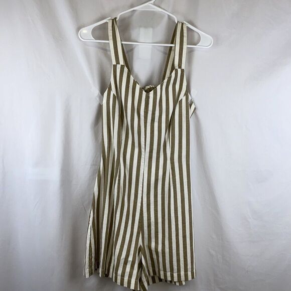 Newport News linen cotton stripe romper shorts playsuit Size 6 - Picture 2 of 7
